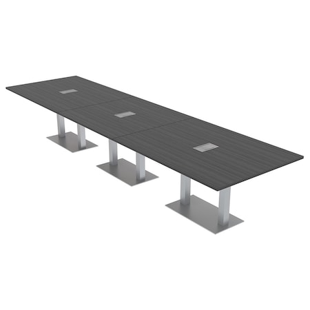 Skutchi Designs 45 in W, 165.75 in L, 29 in H, Engineered Wood Top, Grey HAR-REC-48x168-DOU-ELEC-ASIANNIGHT